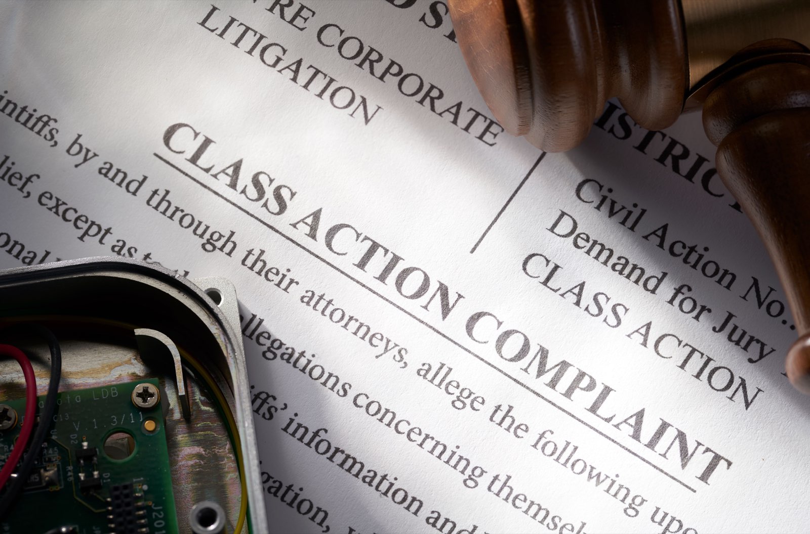 Class Action Lawsuit: Mechanical electrical concept for legal class action lawsuit for mechanical electrical